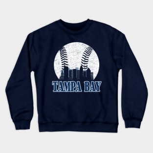 Vintage Tampa Bay Downtown City Skyline Baseball Gameday Crewneck Sweatshirt